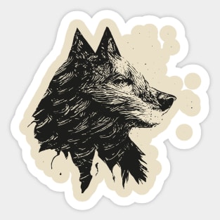 Wolf profil, line drawing Sticker